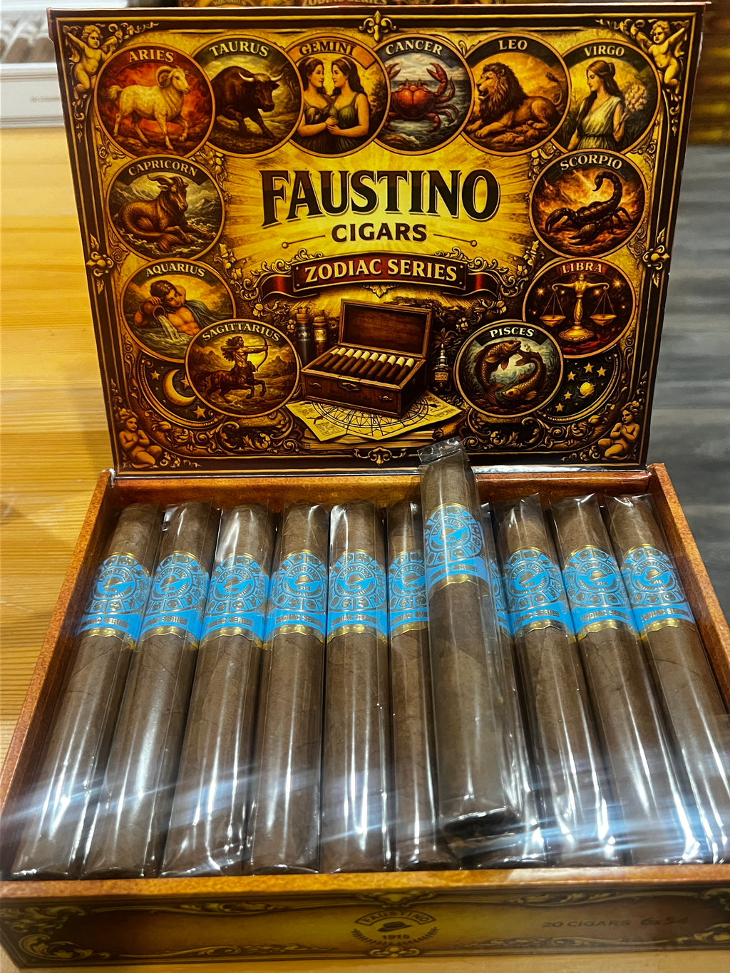 The zodiac series Corojo 99 . ( the box contains 20 cigars.)