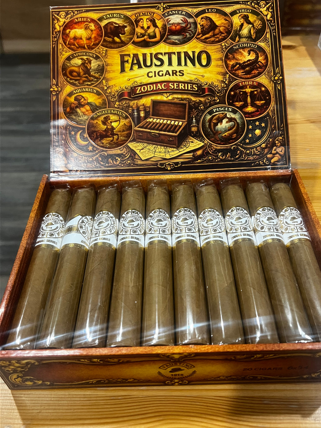 The zodiac series mild flavor. ( the box contains 20 cigars .)